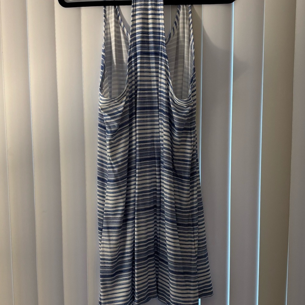 Portocruz Swimsuit Cover Up Striped Blue and White T-Back Tank Dress Size Large - Picture 5 of 12
